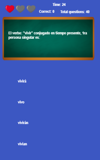 Android application Conjugaciones de Verbos Juego screenshort