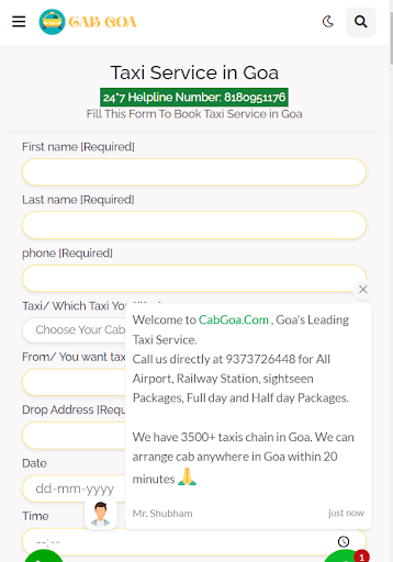 Goa Taxi CabGoa Screen 2