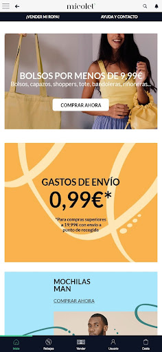 Android application Micolet: ropa de segunda mano screenshort