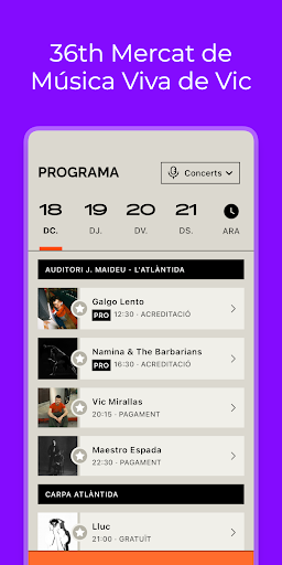 Android application Mercat de Música Viva de Vic screenshort