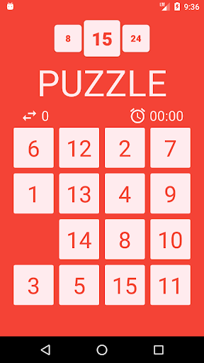 Android application Fifteen Puzzle screenshort