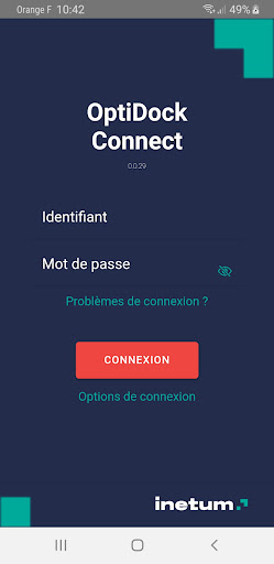 Android application OptiDock Connect screenshort