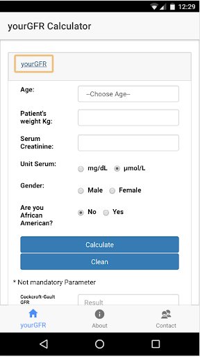 yourGFR - Calculate your eGFR Screen 2