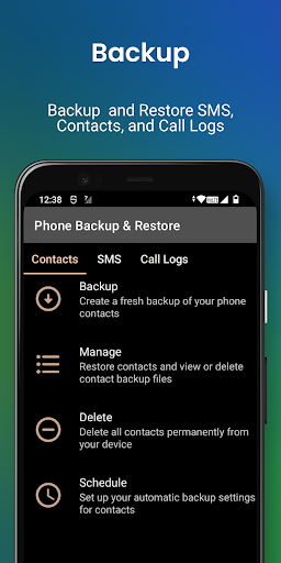 Android application SMS Backup screenshort