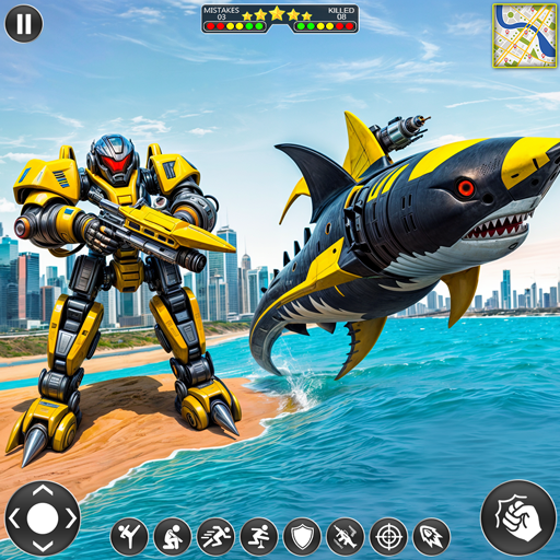 Shark Robot Car Transform Game logo