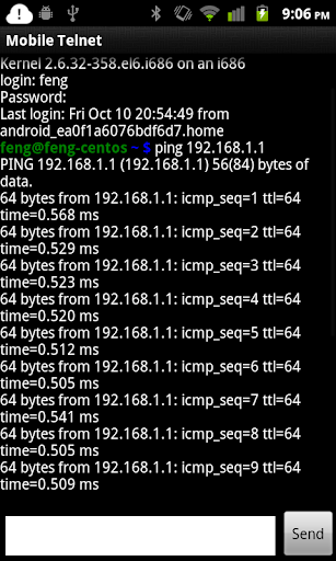 Mobile Telnet Screen 2