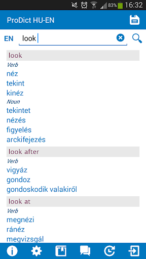 Hungarian English dictionary Screenshot