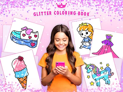 Glitter Coloring Book Painting