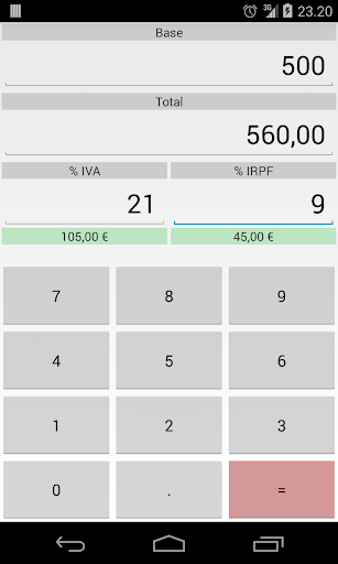 Android application Calculadora IVA IRPF screenshort