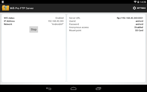 WiFi Pro FTP Server Screenshot