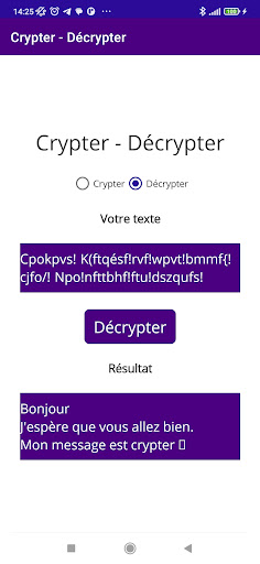Android application Crypter - Décrypter screenshort