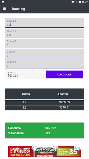Android application Bet Tools screenshort