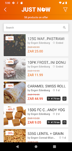 Android application JustNow Food screenshort