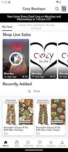 Android application Cozy Boutique screenshort