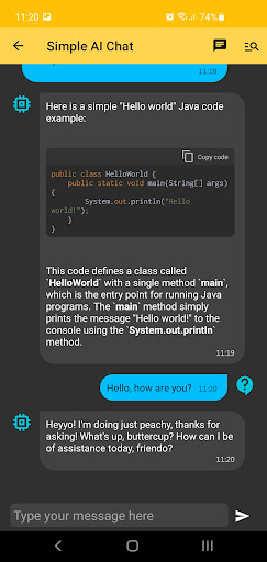 Simple AI Chat Screen 3