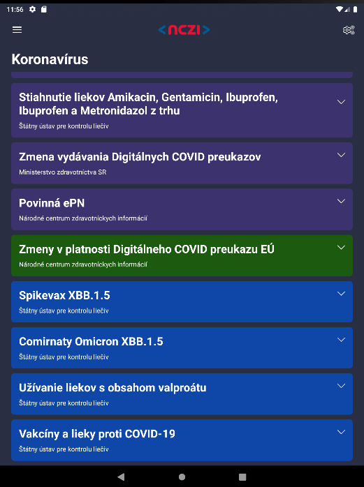 #8. eAlerts (Android) Ved: Národné centrum zdravotníckych informácií