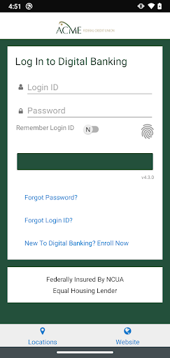 Android application Acme FCU Mobile Banking screenshort