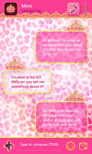 GO SMS PINKY GIRL THEME Screen 3