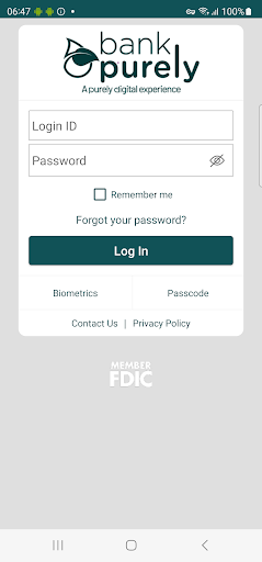 Android application BankPurely Mobile Banking screenshort