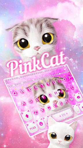 Pink Cat Keyboard Theme Screen 2