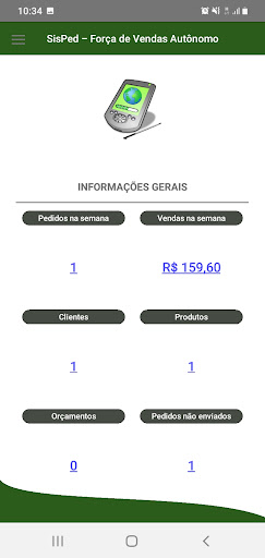 Android application SisPed Força de Vendas screenshort