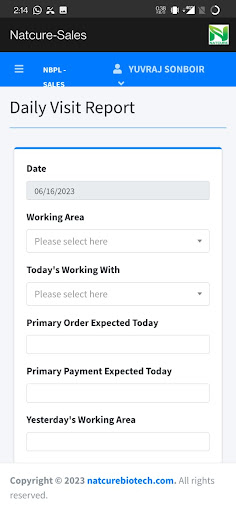 Android application NATCURE SALES screenshort