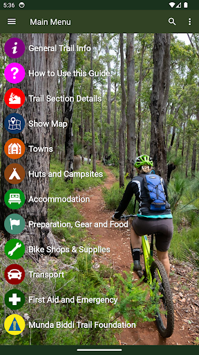 Android application Munda Biddi Trail Guide screenshort