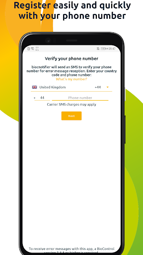 Android application biocnotifier screenshort