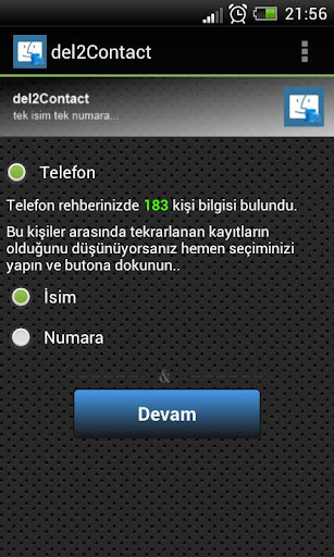 Android application del2Contact screenshort