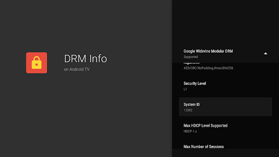 DRM Info Schermata