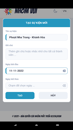 Android application Nhóm Vui screenshort
