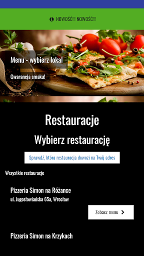 Android application Pizzeria Simon screenshort