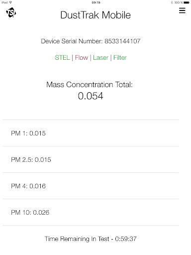 DustTrak Mobile Screen 2