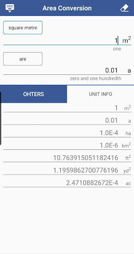 Android application Area Conversion screenshort
