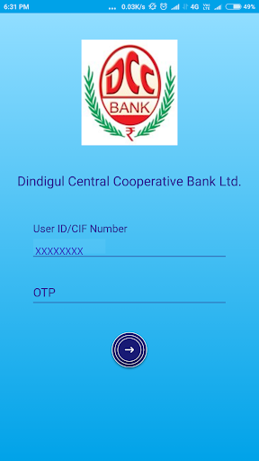 Dindigul CCB Mobile Banking Ap Screen 2