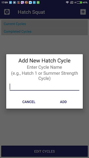 Hatch Squat Calculator Screen 2