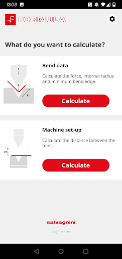 Android application salvagnini FORMULA screenshort