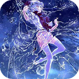 Girl in water splashes LWP icon