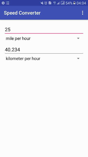 speed converter : kmph to mph Screen 2
