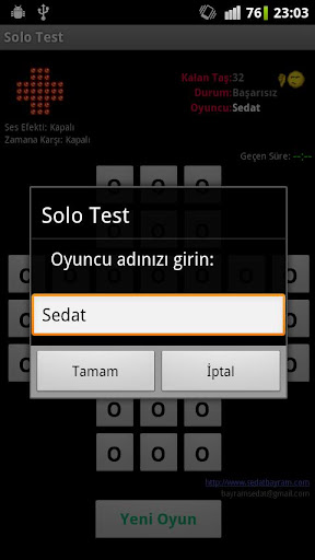 Solo Test Screen 3