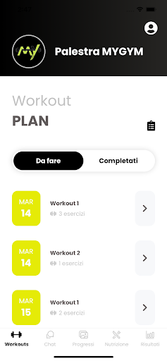 Android application Palestra MYGYM screenshort