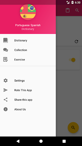 Android application Portuguese Spanish Dictionary screenshort