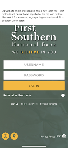 Android application First Southern National Bank screenshort