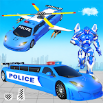 Cover Image of 下载 Flying Limo Police Helicopter Car Robot Games 16 APK