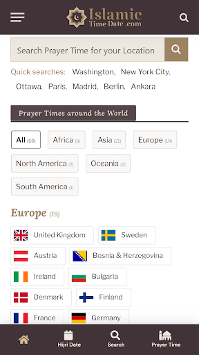 Android application IslamicTimeDate.com Hijri Date screenshort