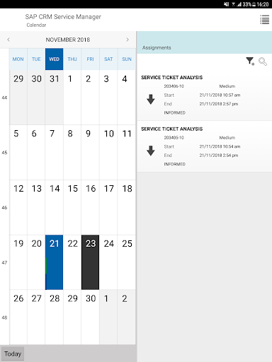 Screenshot of SAP CRM Service Manager