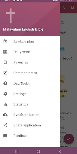 Android application Malayalam English Bible screenshort