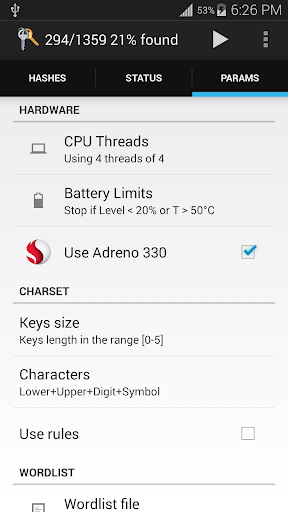 Hash Suite Droid Screen 2