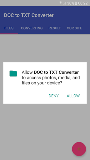 Android application DOC to TXT converter screenshort