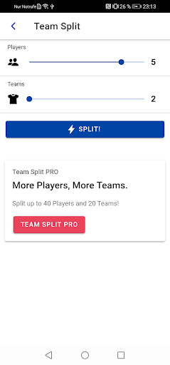 Android application Team Split Lite screenshort